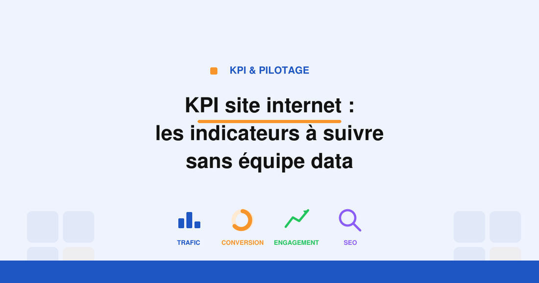 Couverture de l'article KPI site internet, les indicateurs à suivre sans équipe data, Marketing Template