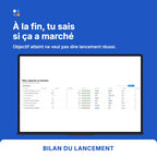Bilan de lancement produit, objectifs face aux résultats et enseignements dans Notion