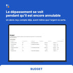Suivi de budget d'un lancement produit sur Notion, dépassement visible avant engagement