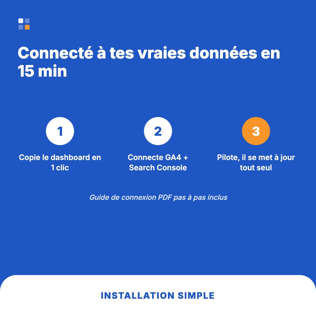 Connexion du dashboard KPI site internet à Google Analytics 4 et Search Console en 15 minutes