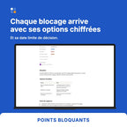 Points bloquants du plan de lancement marketing avec criticité calculée et arbitrage